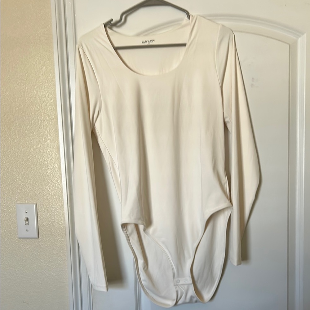Old Navy Cream Fitted Bodysuit Top